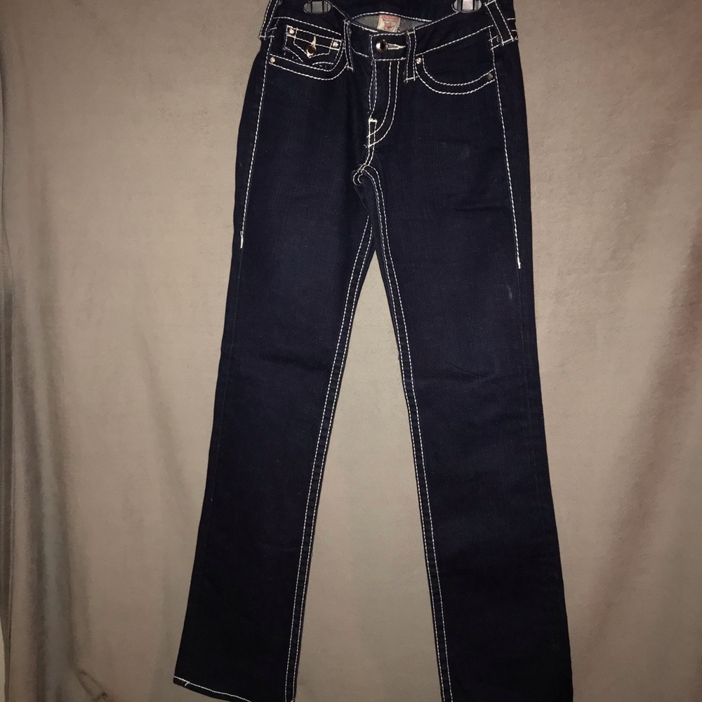 ⭐️True Religion DarkWash White Stitch Crystal (28) - Picture 8 of 8